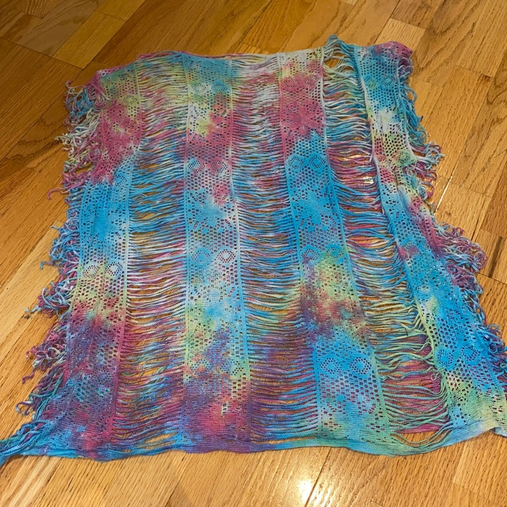 PQ PilyQ girls crochet knit rainbow cover up Xs